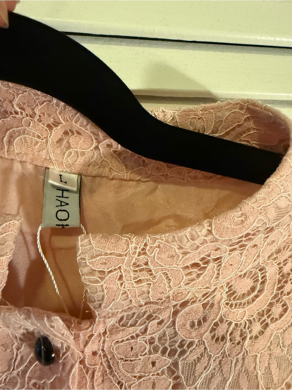 Amazon Pink Lace Long Sleeve Midi Dress with Button Front - Picture 2 of 3